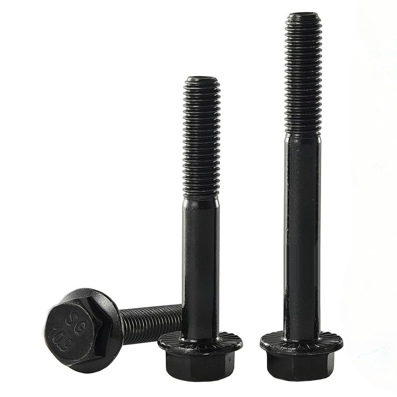 YIIFLY M8 x 80mm Flanged Hex Head Bolts Flange Hexagon Screws, M8x1.25 Bolt, 10.9 Grade Alloy Steel, Hexagon Head Bolts, Black Zinc Finish, Half Thread,Quantity 6 - Image 1